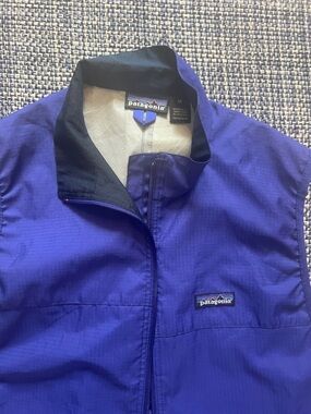Patagonia Blue-Purple Packable running Vest with Black Collar